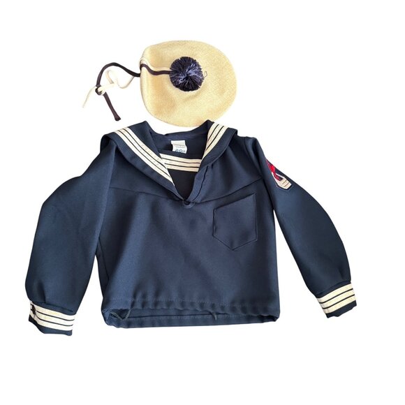 Vintage R-Gee Originals Navy Blue Sailor Suit Outfit With Hat Size 5 - Picture 1 of 8